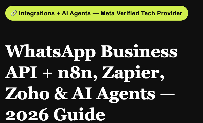 WhatsApp Business API + n8n, Zapier, Zoho & AI Agents — 2026 Guide