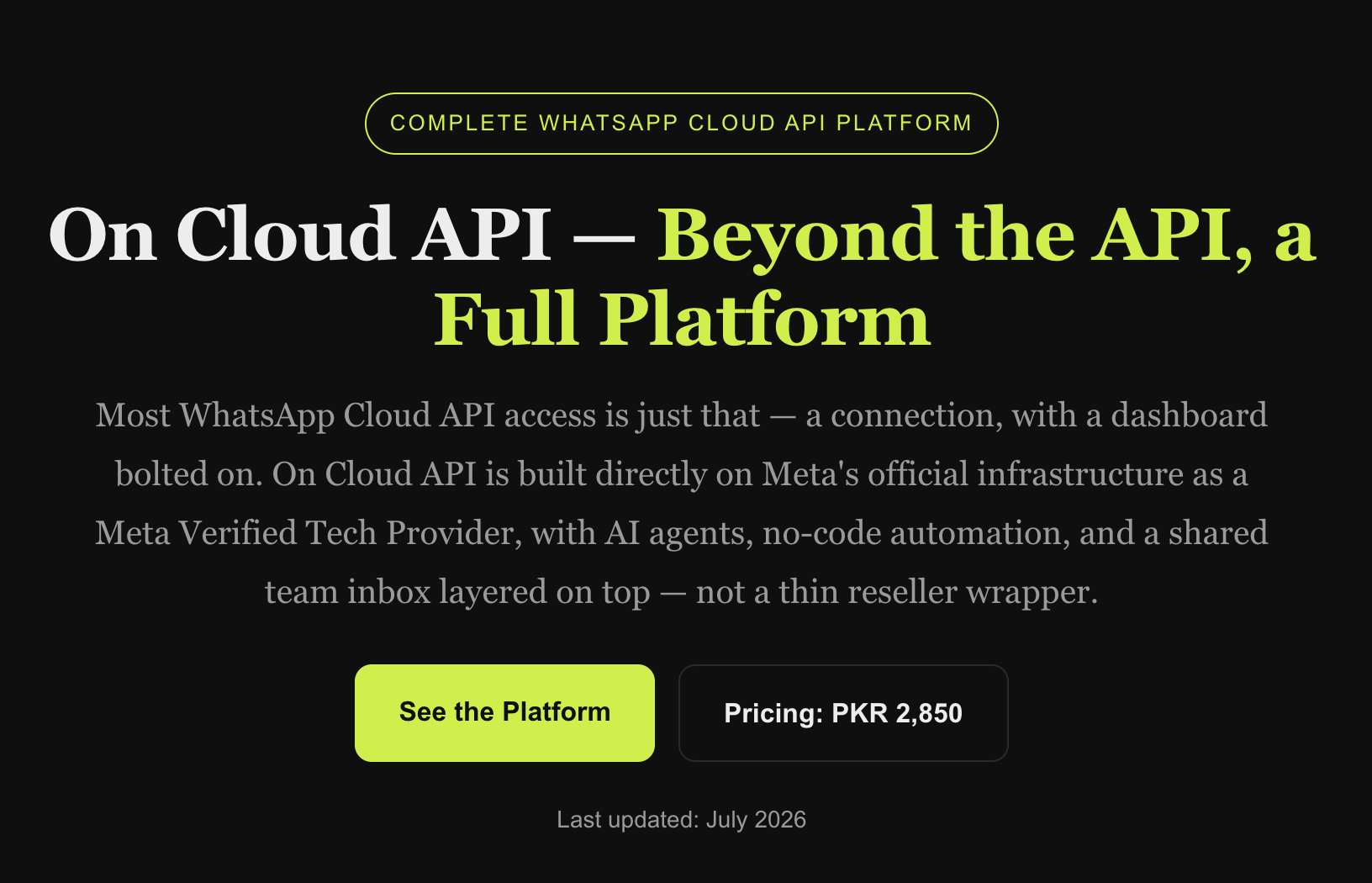 On Cloud API — Beyond the API, a Full Platform