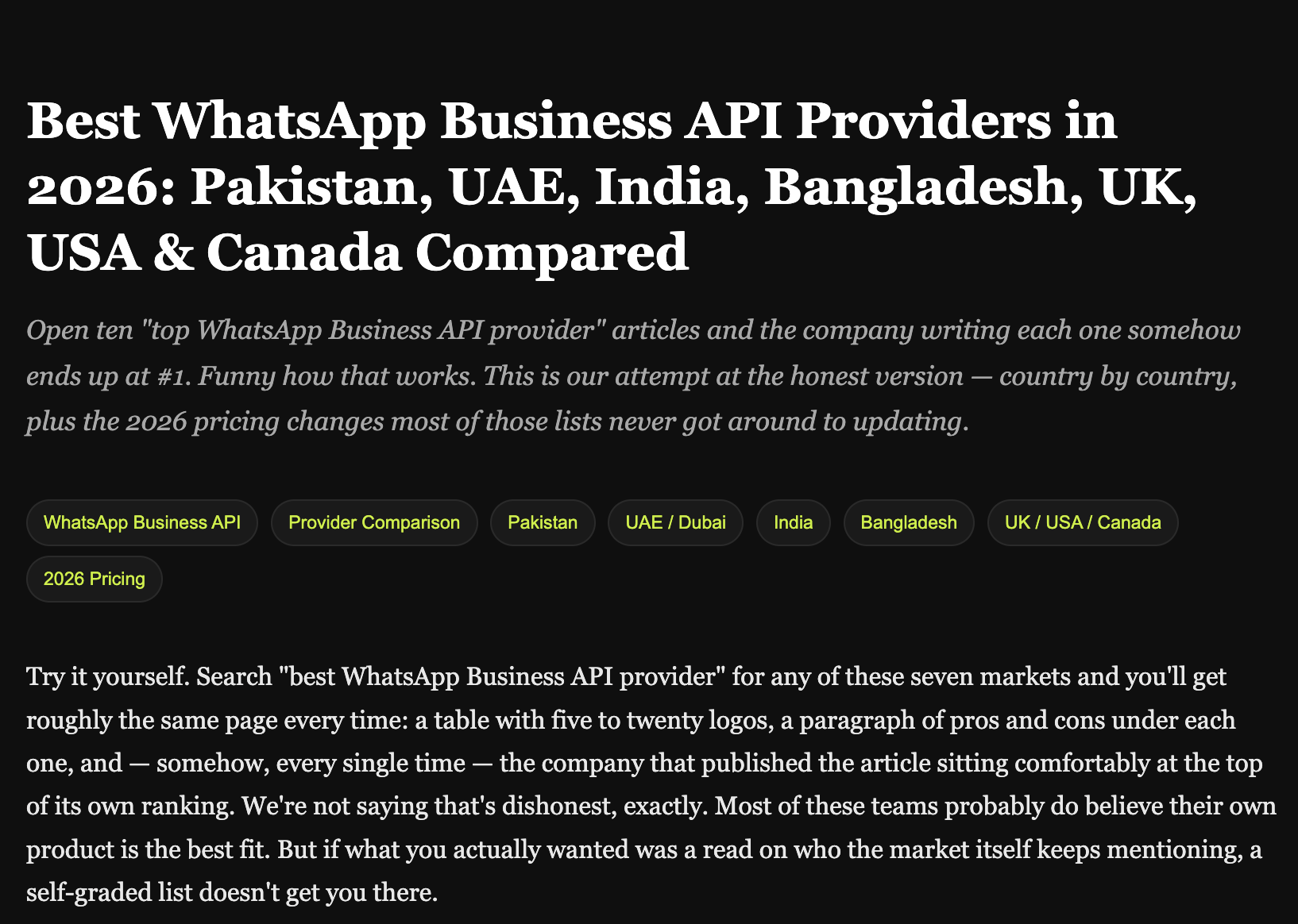Best WhatsApp Business API Providers in 2026: Pakistan, UAE, India, Bangladesh, UK, USA & Canada Compared