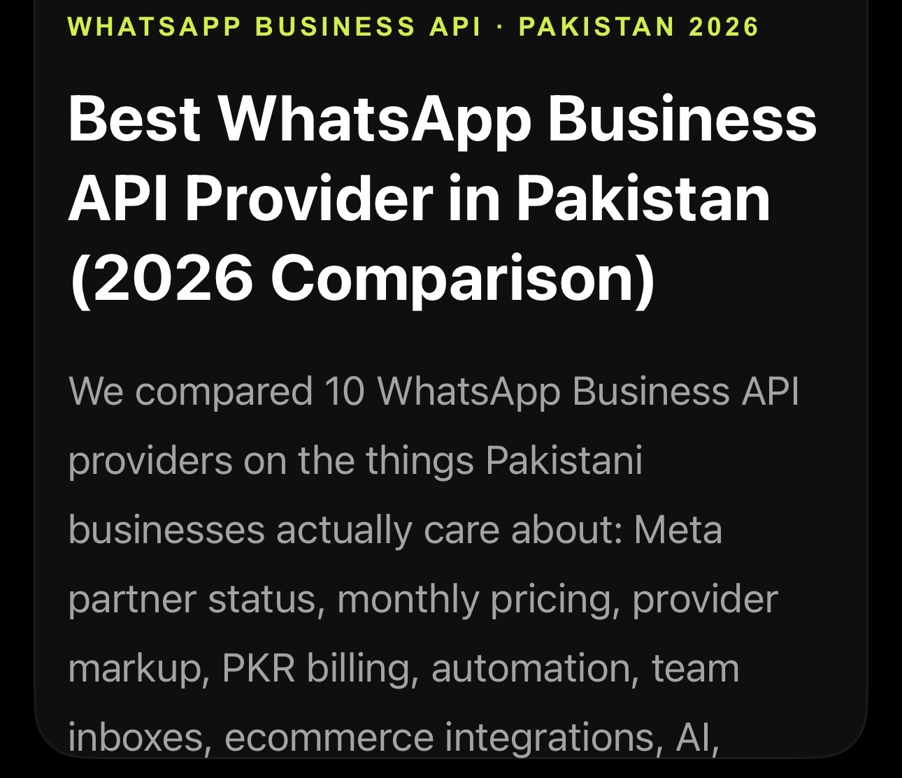 Best WhatsApp Business API Provider in Pakistan (2026 Comparison)