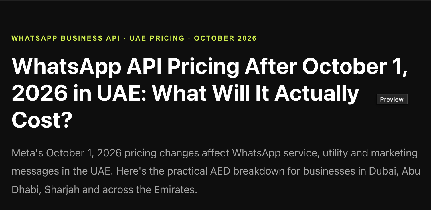 WhatsApp API Pricing After October 1, 2026 in UAE: What Will It Actually Cost?