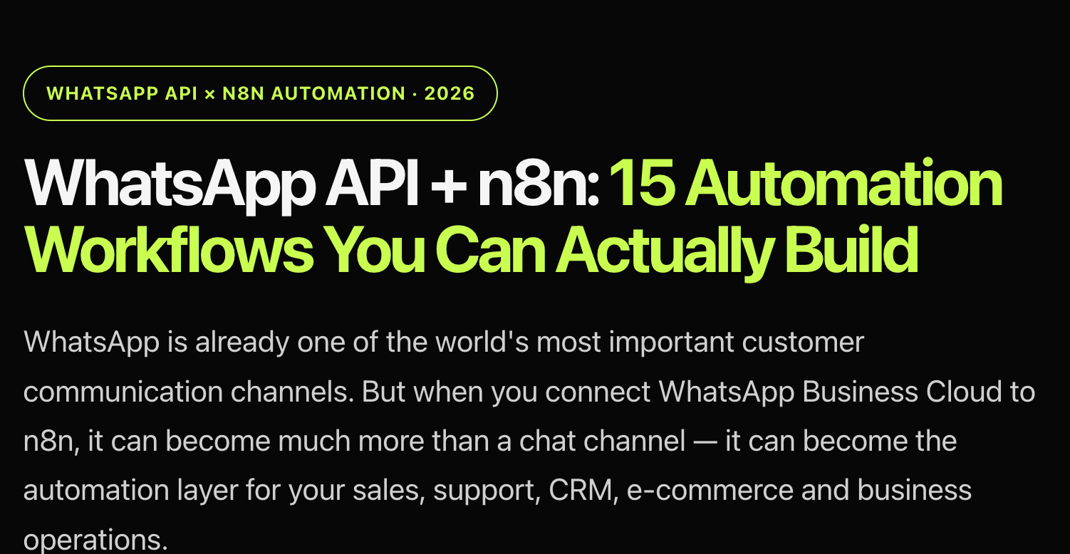 WhatsApp API + n8n: 15 Automation Workflows You Can Actually Build