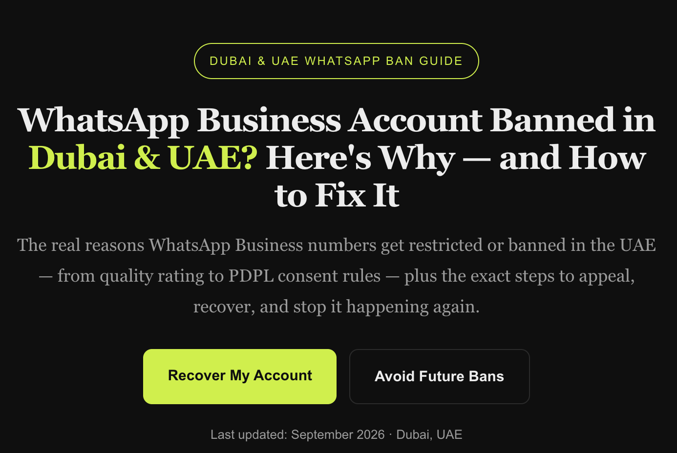 WhatsApp Business Account Banned in Dubai & UAE? Here's Why — and How to Fix It