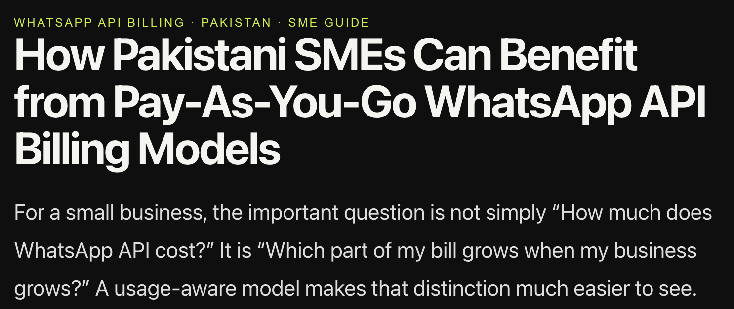 How Pakistani SMEs Can Benefit from Pay-As-You-Go WhatsApp API Billing Models