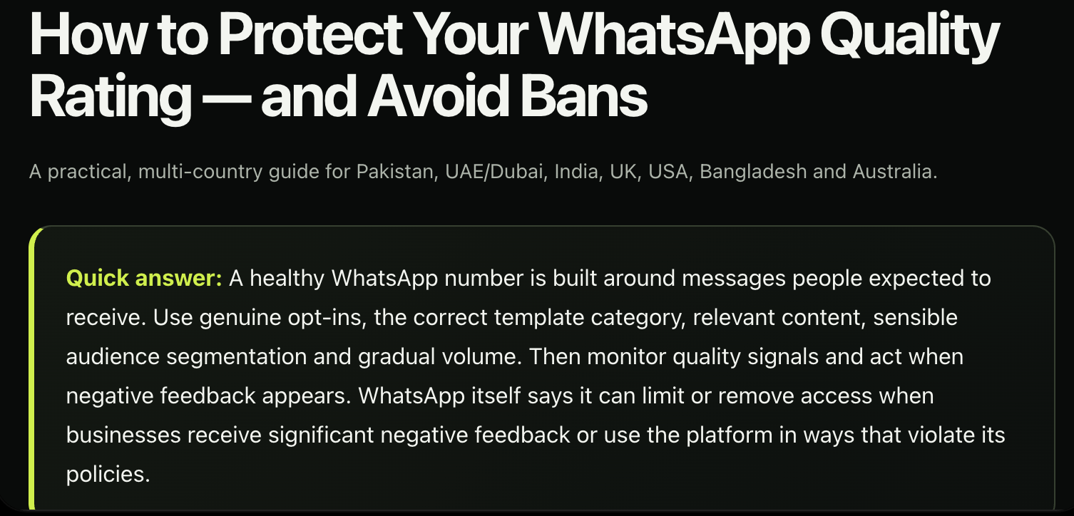 How to Protect Your WhatsApp Quality Rating — and Avoid Bans