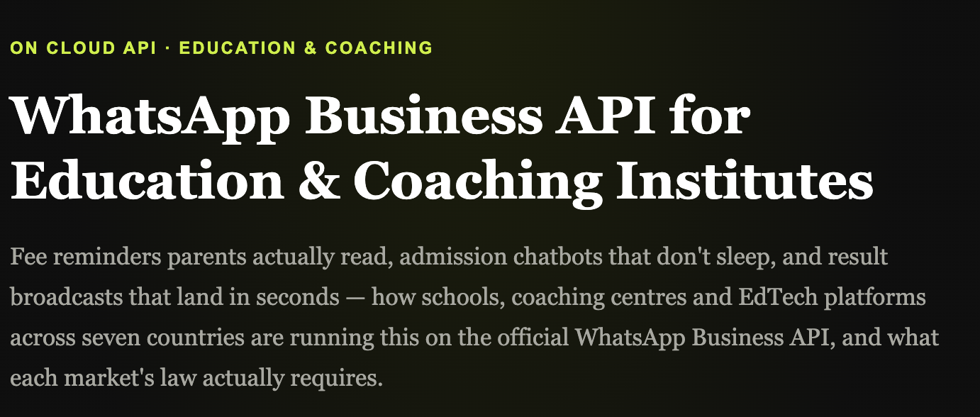 WhatsApp Business API for Education & Coaching Institutes Pakistan