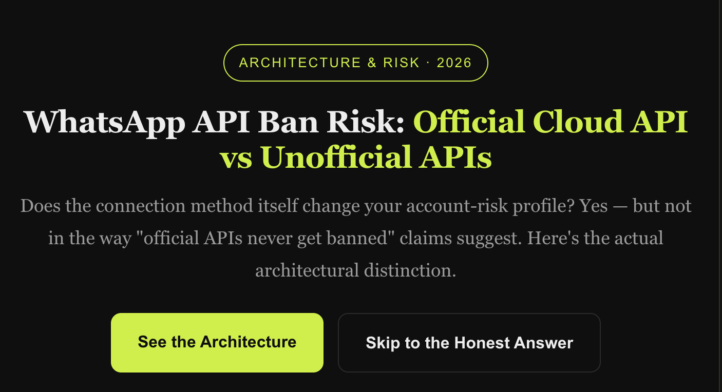 WhatsApp API Ban Risk: Official Cloud API vs Unofficial APIs