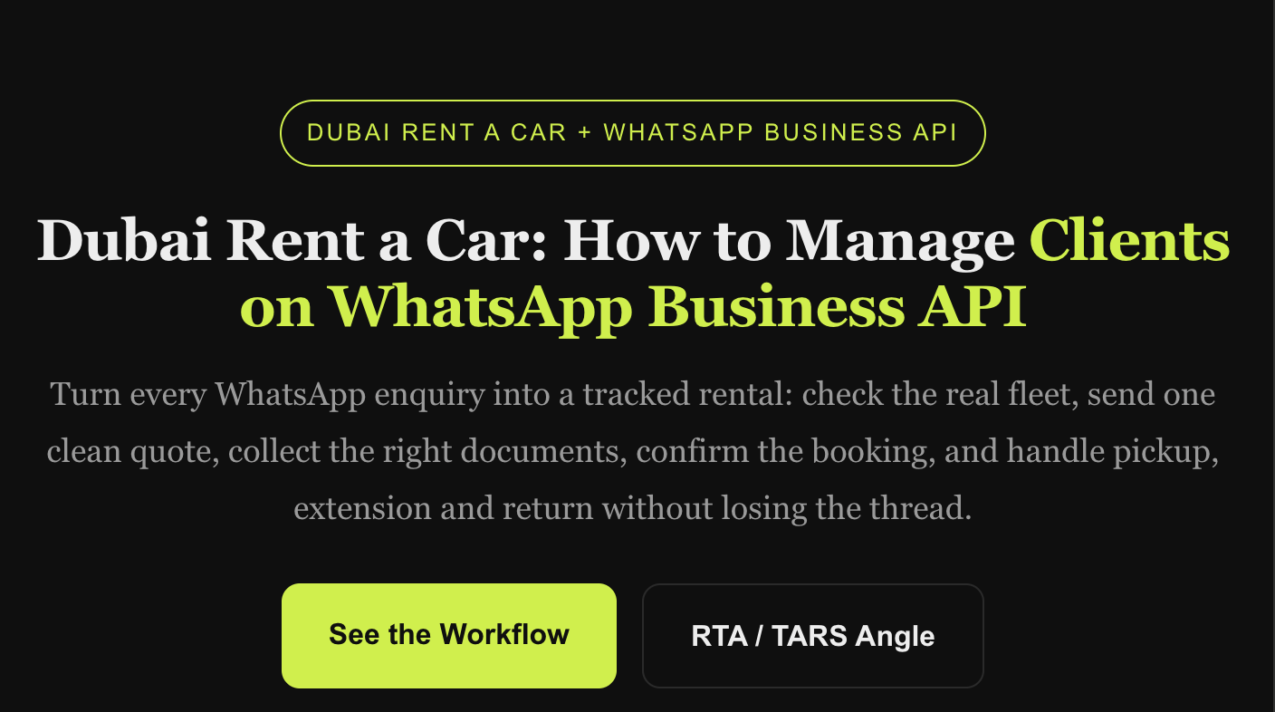 Dubai Rent a Car: How to Manage Clients on WhatsApp Business API