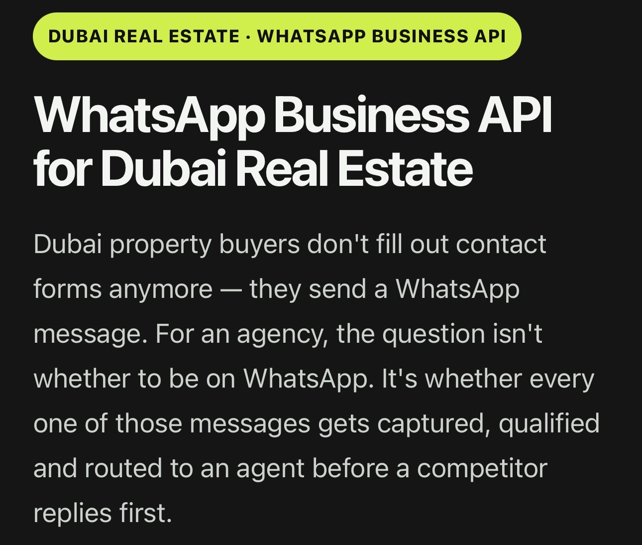 WhatsApp Business API for Dubai Real Estate & Dubai property buyers don't fill out contact forms