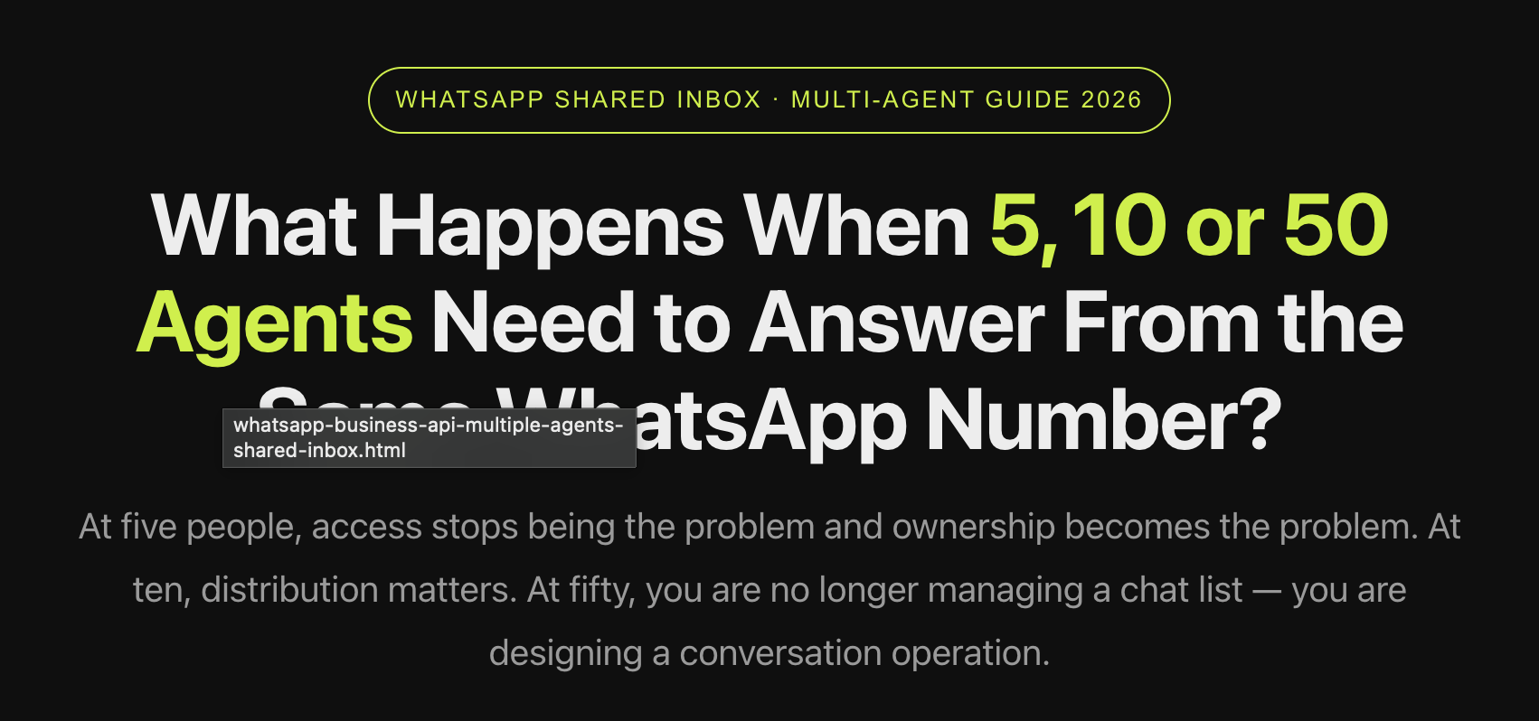 What Happens When 5, 10 or 50 Agents Need to Answer From the Same WhatsApp Number?