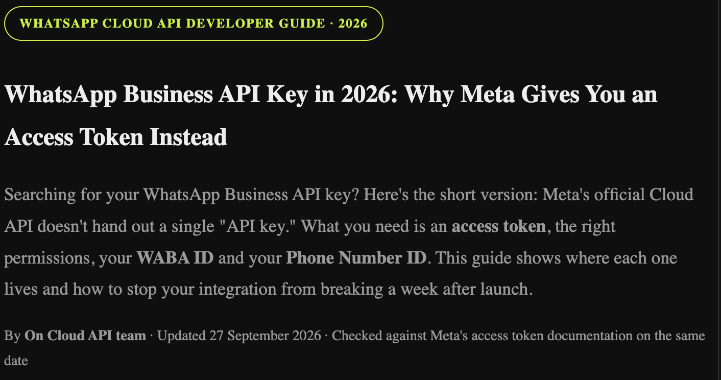 WhatsApp Business API Key: Why Meta Gives You an Access Token Instead