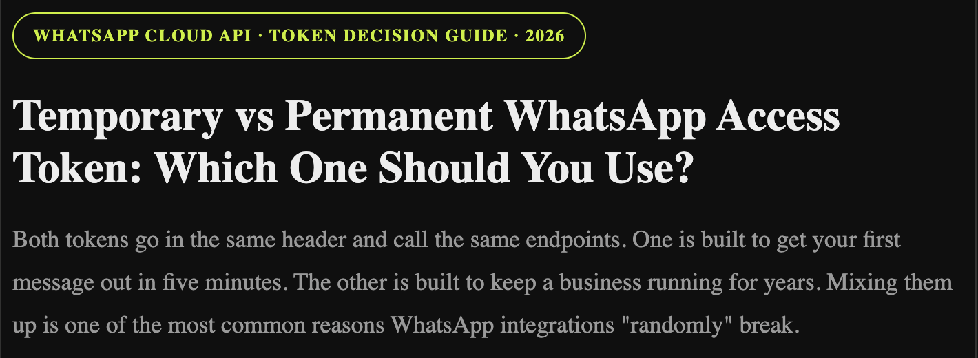 Temporary vs Permanent WhatsApp Access Token: Which One Should You Use?