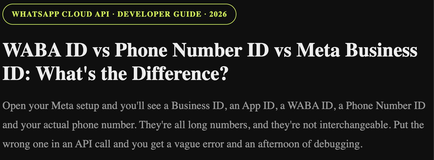 WABA ID vs Phone Number ID vs Meta Business ID: What's the Difference?