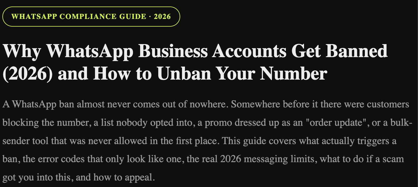 Why WhatsApp Business Accounts Get Banned