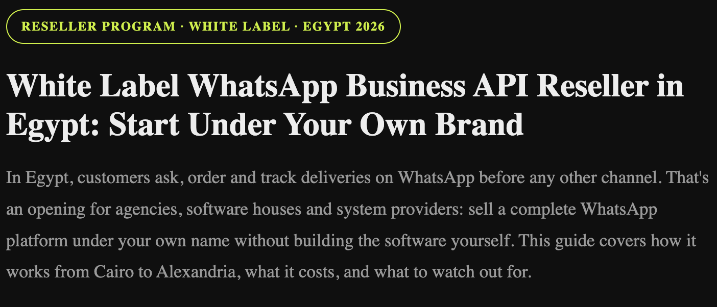 White Label WhatsApp Business API Reseller in Egypt: Start Under Your Own Brand