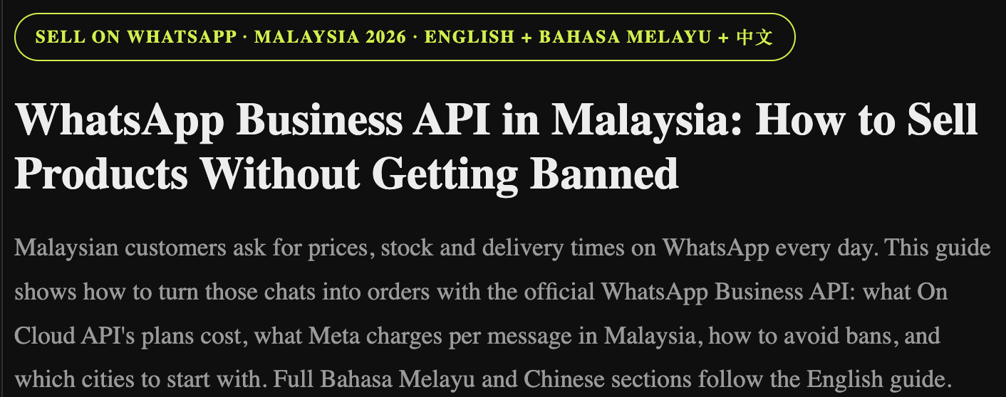WhatsApp Business API in Malaysia: How to Sell Products Without Getting Banned