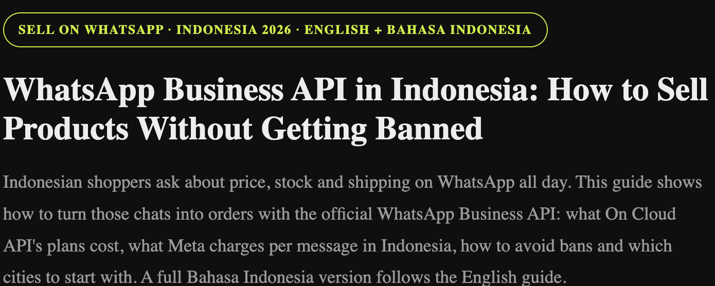 WhatsApp Business API in Indonesia: How to Sell Products Without Getting Banned