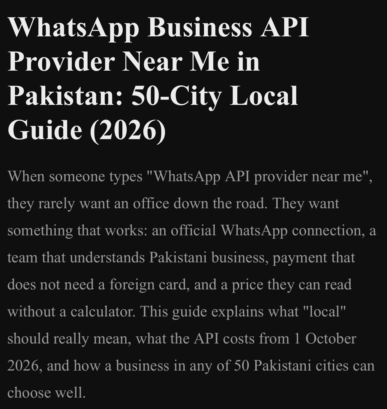 WhatsApp Business API Provider Near Me in Pakistan