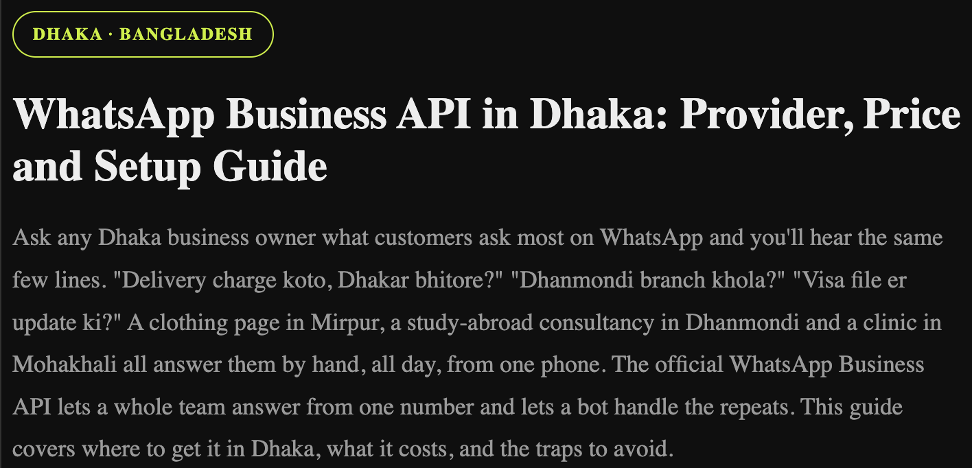 WhatsApp Business API in Dhaka: Provider, Price and Setup Guide